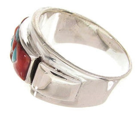 Red Oyster Shell Turquoise Silver Ring Size 8-1/2 Jewelry XS58022